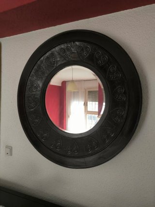 2 Mesita de noche de madera con cajón y dos espejo