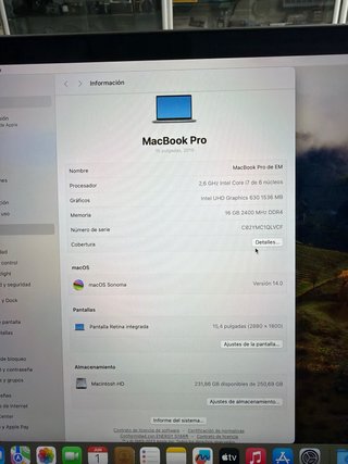 MacBook Pro 2019 15” i7 16GB RAM 256GB SSD