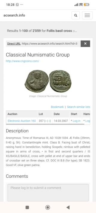 Moneda Bizantina Follis Romanus III