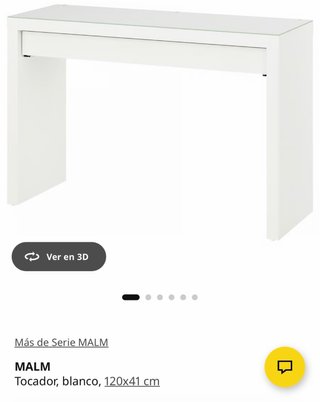 Tocador MALM blanco con cristal