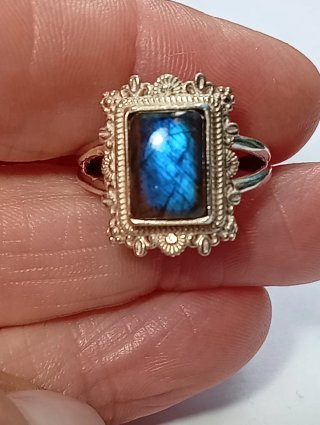 Anillo Plata Ley Labradorita Azul