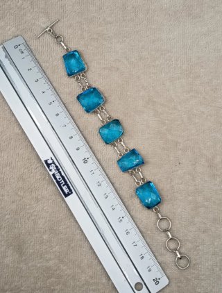 Pulsera Plata con Topacios Imitación Azul