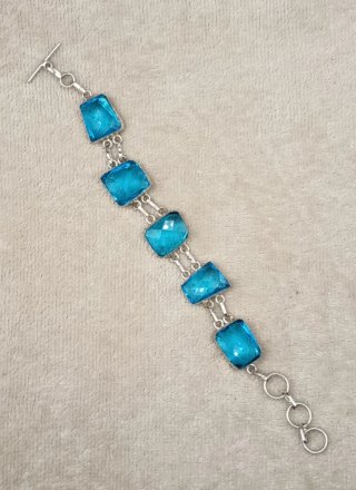 Pulsera Plata con Topacios Imitación Azul