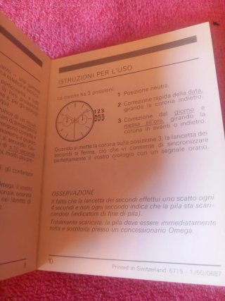 OMEGA Calibre 1445 Instrucciones Vintage Años 80