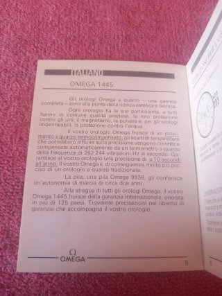 OMEGA Calibre 1445 Instrucciones Vintage Años 80