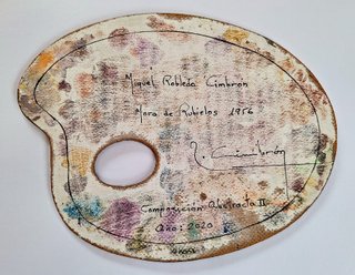 Pintura abstracta sobre paleta Artista R.Cimbrón