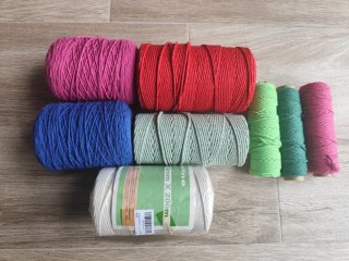 Cuerda macramé, lote de 5 bobinas de 3mm y 200 m.