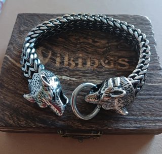 Pulsera Acero Lobos plateada