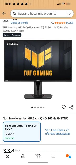 Monitor Asus TUF Gaming 144Hz 2K (Acepto cambios)