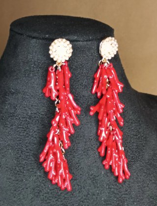 Conjunto Coral Resin: Collar y Pendientes