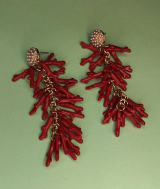 Conjunto Coral Resin: Collar y Pendientes