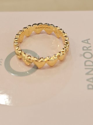 Anillo Pandora Corazones Dorados Talla 50+caja