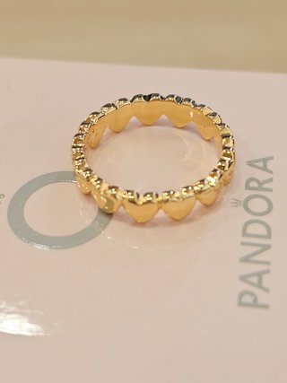 Anillo Pandora Corazones Dorados Talla 50+caja