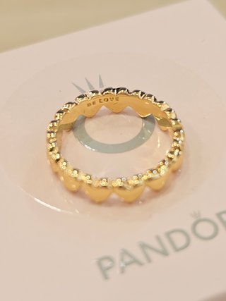 Anillo Pandora Corazones Dorados Talla 50+caja