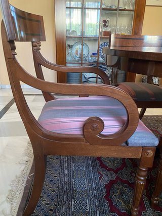 Mesa comedor ovalada madera y 4 sillas