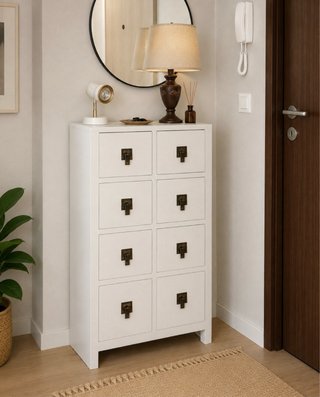 Mueble Auxiliar Blanco con Detalles Marrones