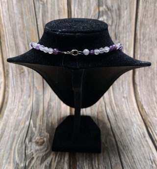 Collar de amatista y cuarzo facetado