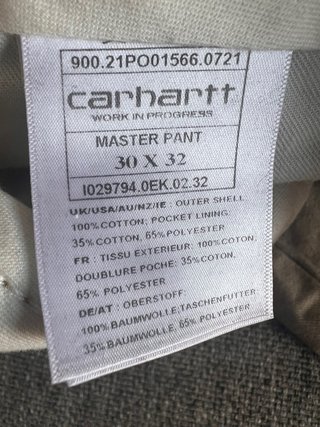 Pantalón Carhartt Master Pant, 30x32