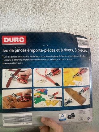 Juego 3 pinzas DURO sacabocados y remaches