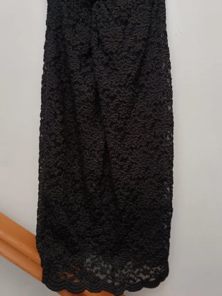 Vestido Mango Negro Encaje Brillo