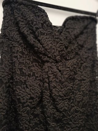 Vestido Mango Negro Encaje Brillo