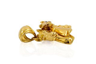 Colgante 2 caballos circonitas oro 18k - ref.15084