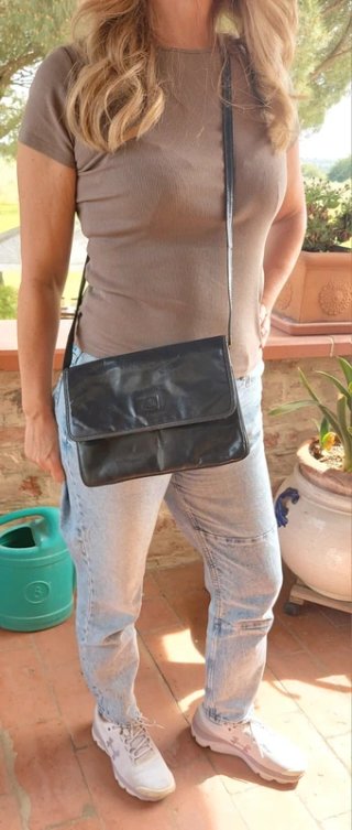Borsa Vintage "Luisa" in Vera Pelle Blu Navy
