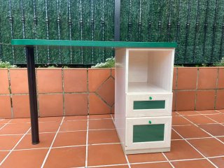 Escritorio verde con cajones + estructura cama 90