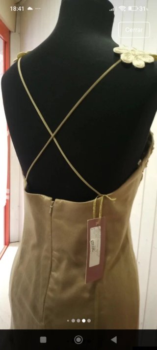 Vestido camel lentejuelas y tul