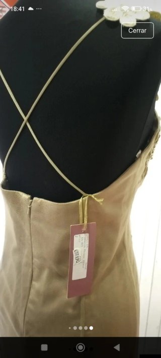 Vestido camel lentejuelas y tul