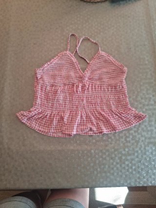 Blusa de tirantes cuadros rosa