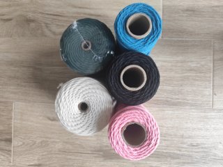 Cuerda Macramé, lote de 5 bobinas, 3mm 300 metos.