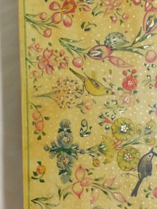 Joyero madera, lacado; flores y pájaros exóticos