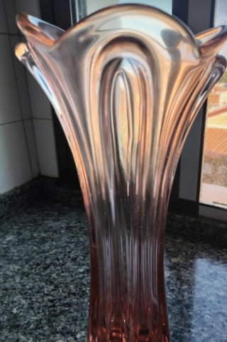 Vaso in cristallo stile Murano rosa vintage