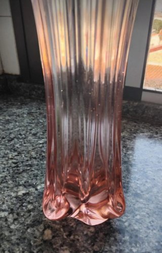 Vaso in cristallo stile Murano rosa vintage