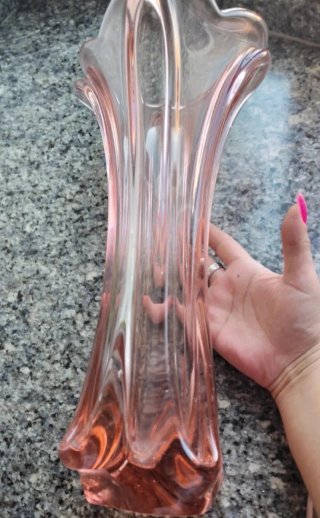 Vaso in cristallo stile Murano rosa vintage