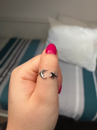 Anillo Luna y Estrella Plata Ajustable