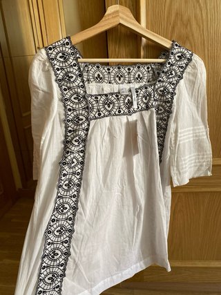 Blusa Mango Algodón Bordada Talla M