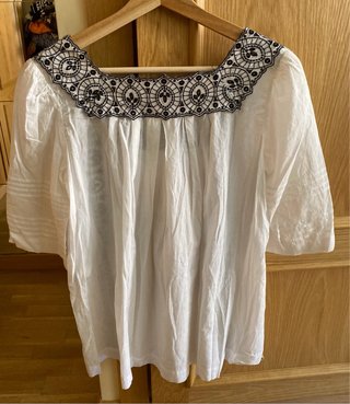 Blusa Mango Algodón Bordada Talla M