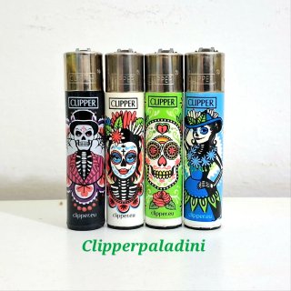4 Accendini Clipper Design Teschio Messicano