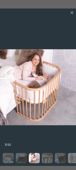 Cuna colecho Babybay madera con colchon y fundas.