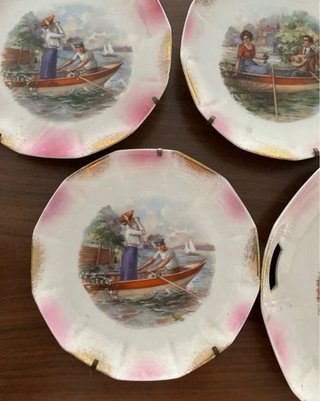Set 5 Piatti Decorativi con Scena Nautica