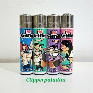 Accendini Clipper Set 4pz I Love Selfies Karikatos
