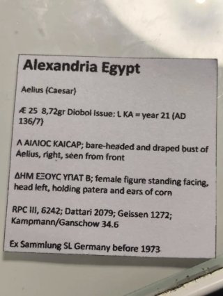 Moneda Romana Aelio Diobol Alejandría Egipto