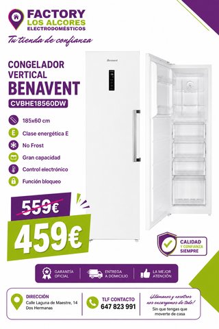 Congelador Vertical Benavent CVBHE18560DW