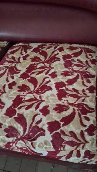 Sofá cama antiguo de cuero y tela