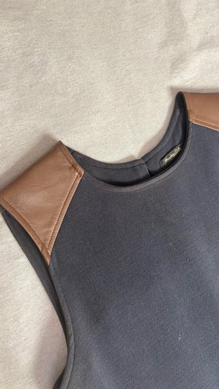 Vestido Massimo Dutti Negro con Detalles Marrones