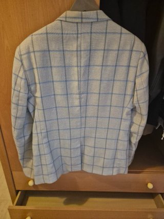 Americana de cuadros hombre beige y azul