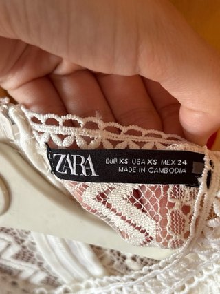 Blusa Zara Encaje Blanca Talla XS