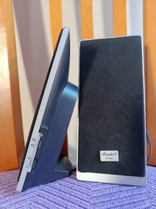 Altavoces Fenshi amplificados negros y blancos